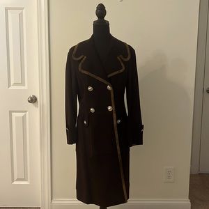 Vintage brown suede fitted double breasted coat